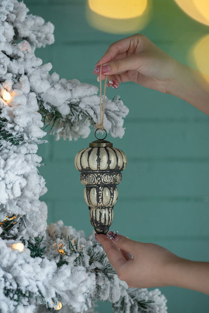 Tear Drop Ornament, Glass Decorative Hanging Christmas Tree Ornaments For Holiday Party Decorations (Set of 6) - Silver Daily Nest