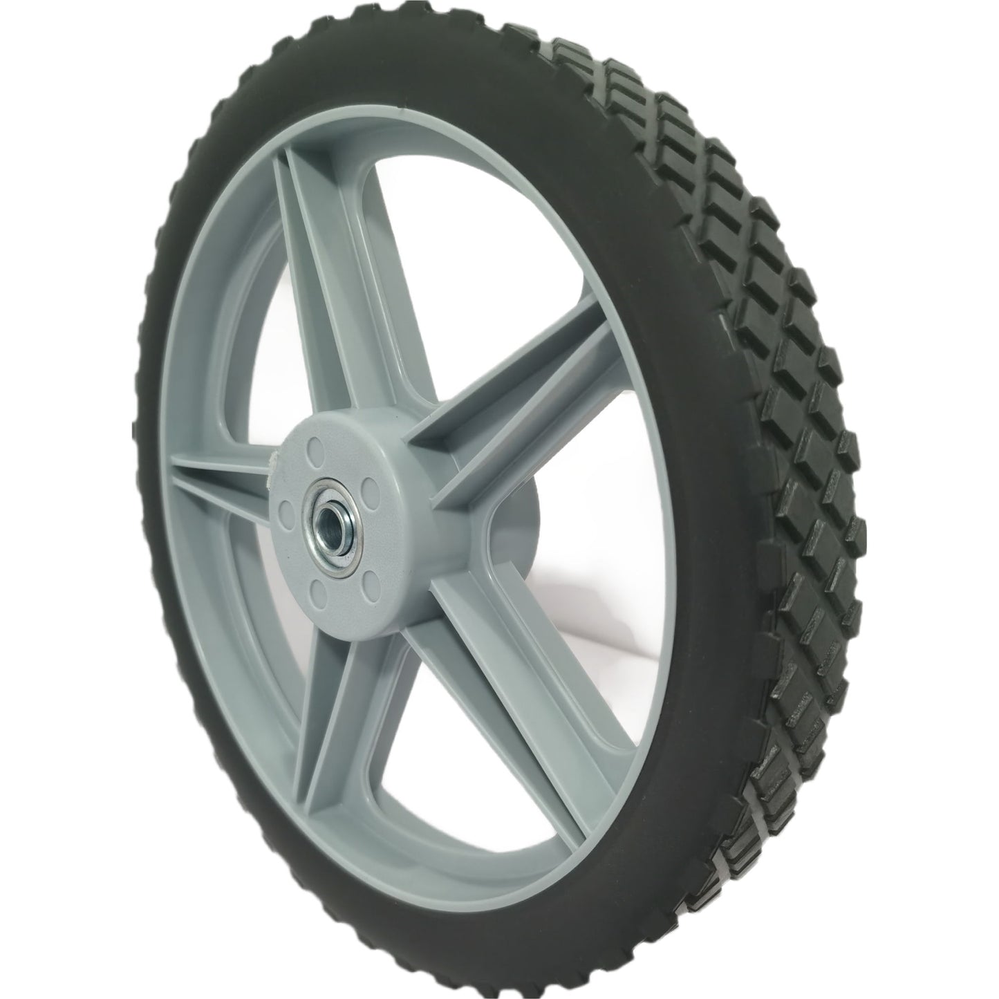 Universal 12" Spoked Plastic Wheel And Tire For Lawn Mowers & Trolley Carts, 10 Pack - Black Daily Nest