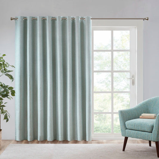 Maya - Printed Heathered Total Blackout Window Patio Panel - Aqua