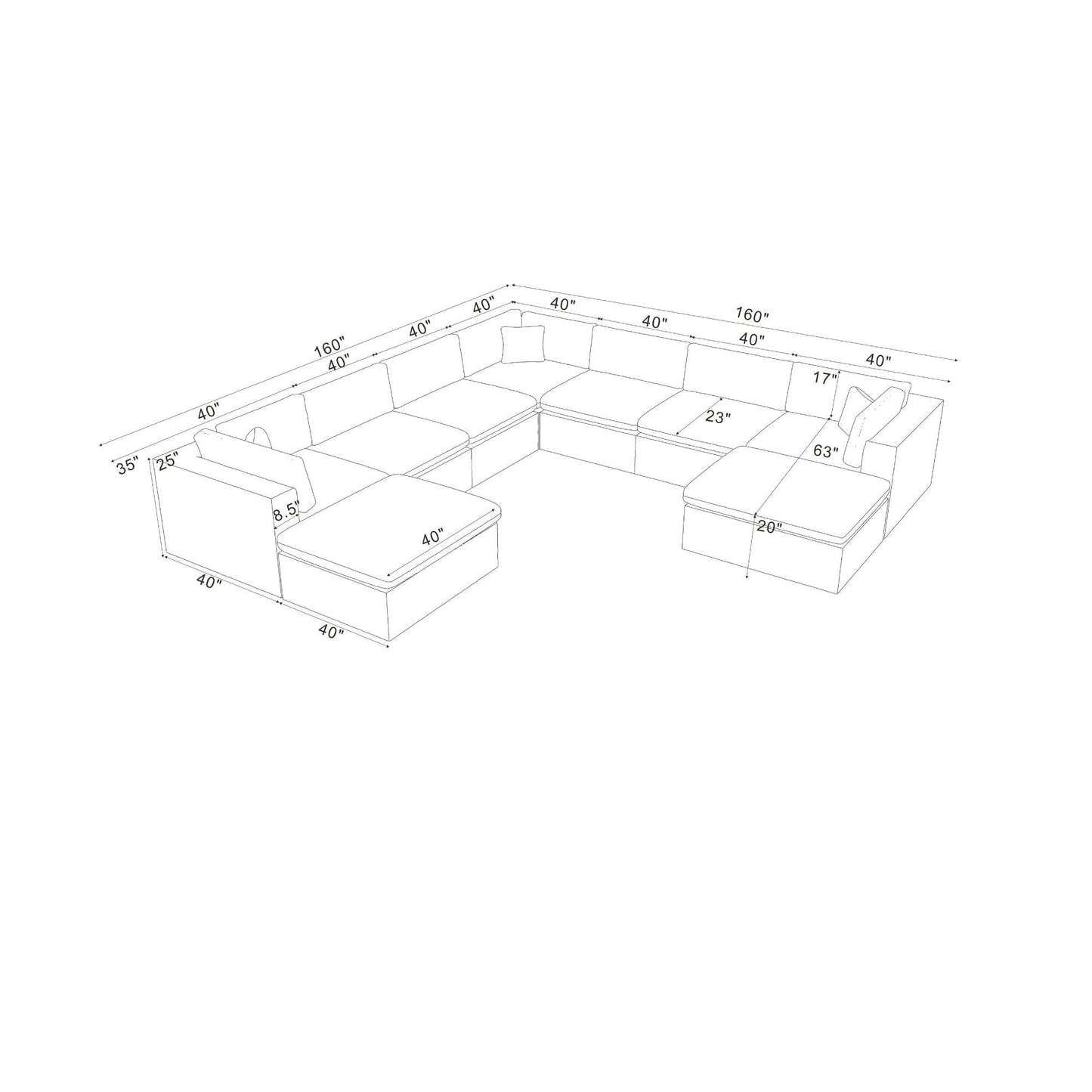 Custom Configuration Modular Sectional & Toss Pillows Home Essentials