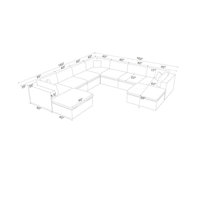 Custom Configuration Modular Sectional & Toss Pillows Home Essentials