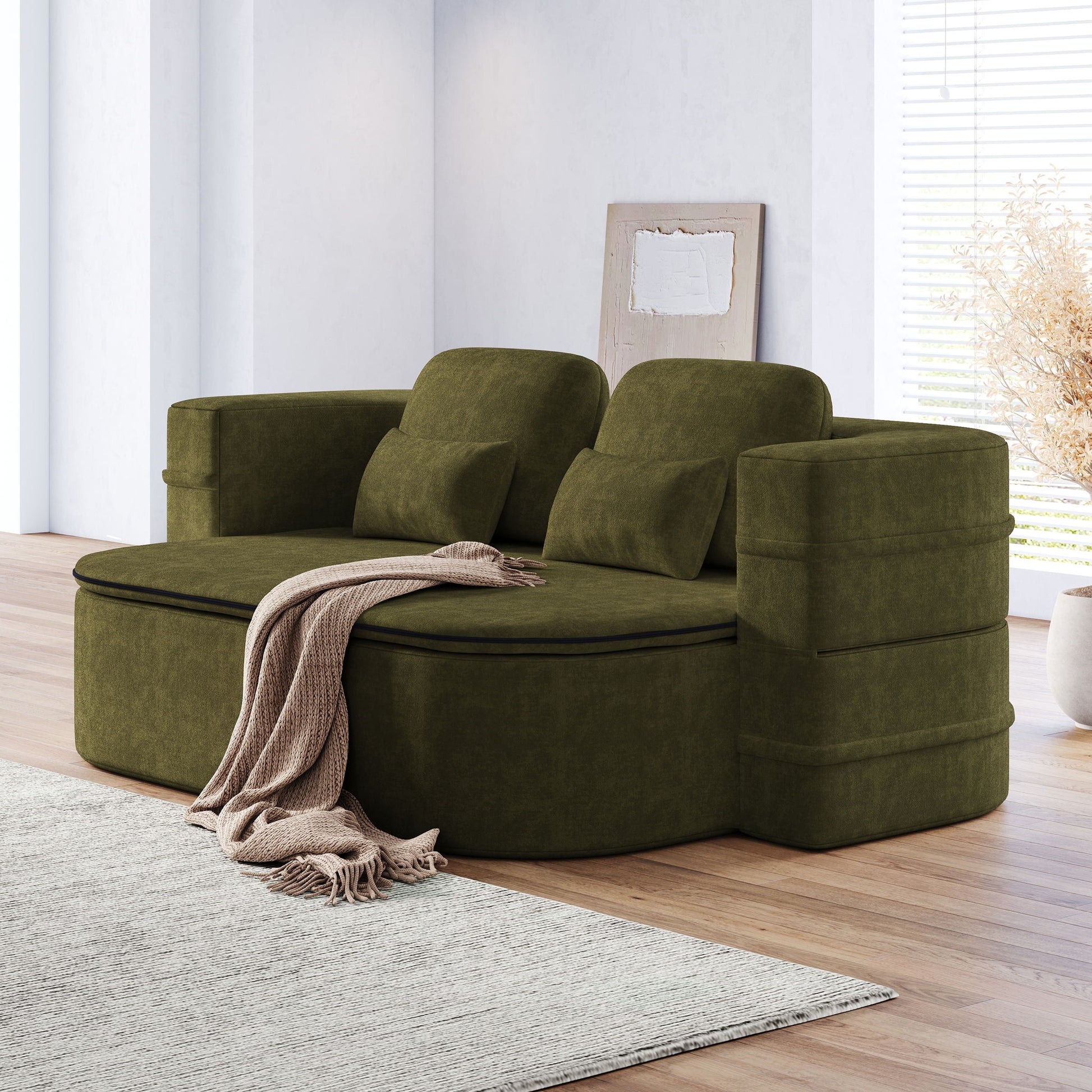 2 In 1 Foldable Sofa Bed With Multi Functional Blanket, Floor Lounge Sofa Home Essentials