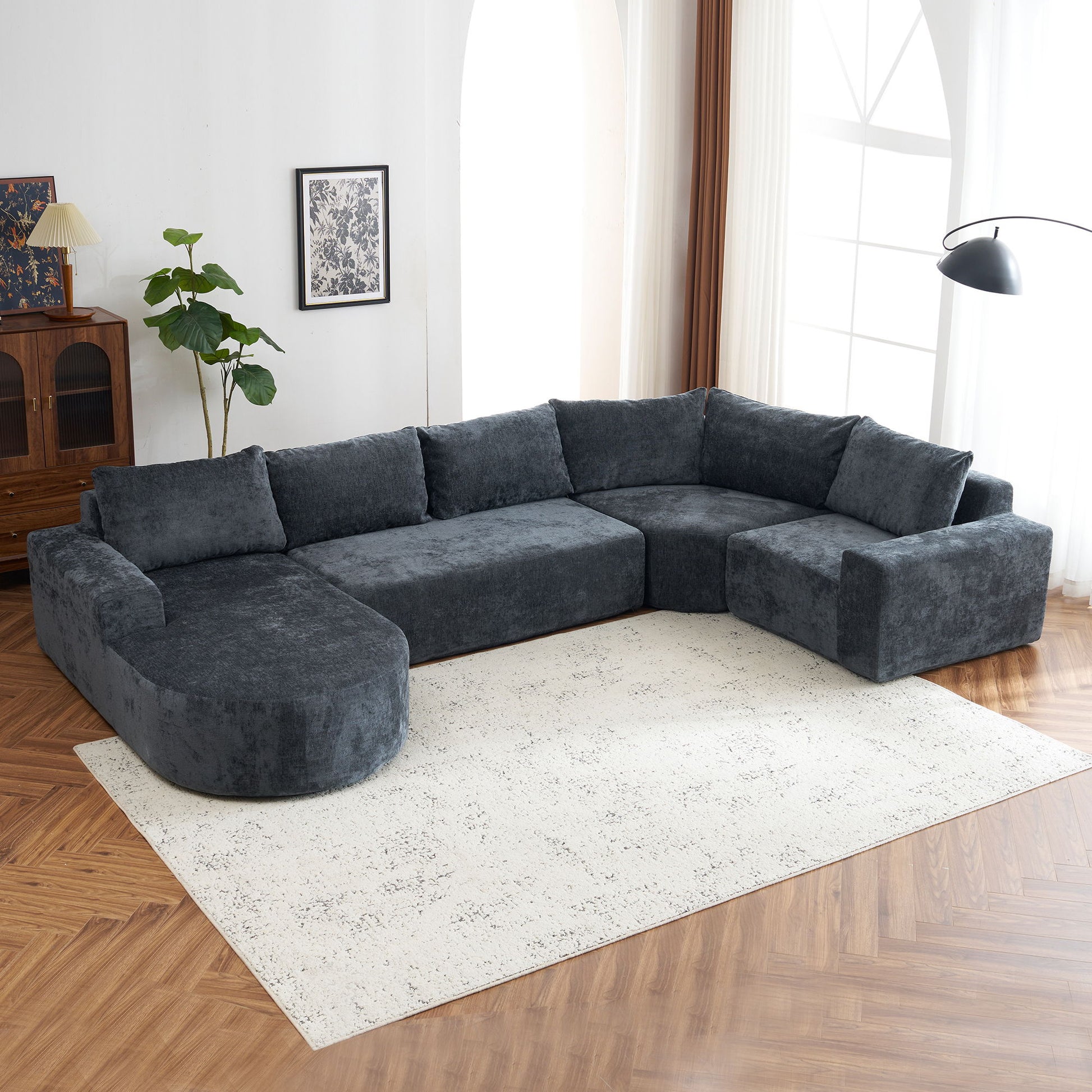 U-Shaped Oversized Modular Cloud Sectional Sofa With Deep Seat For Living Room Hearth and Haven
