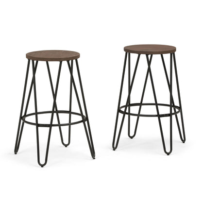 Simeon - Multifunctional Metal Stool With Wood Seat Simpli-Home