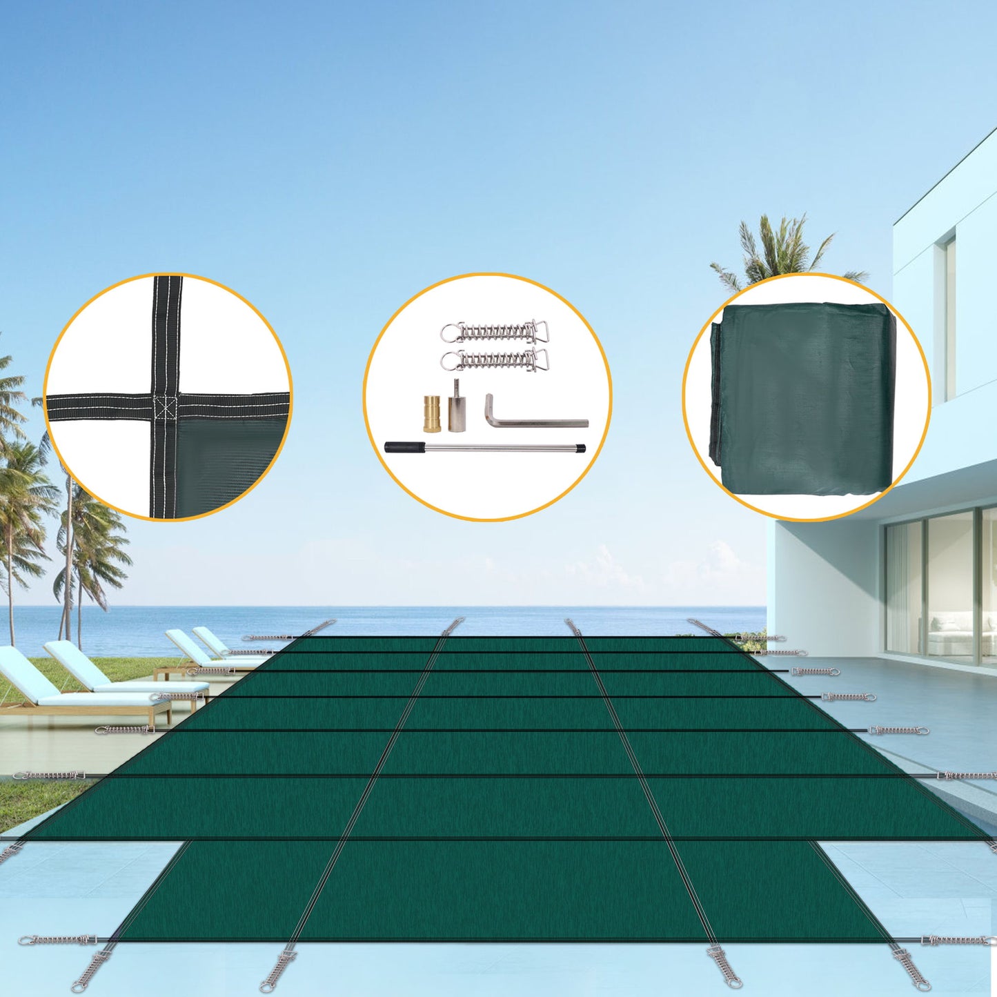 16 X 32 Ft High Strength Pool Safety Cover For Inground Winter Swimming Pools With Center End Step Daily Nest