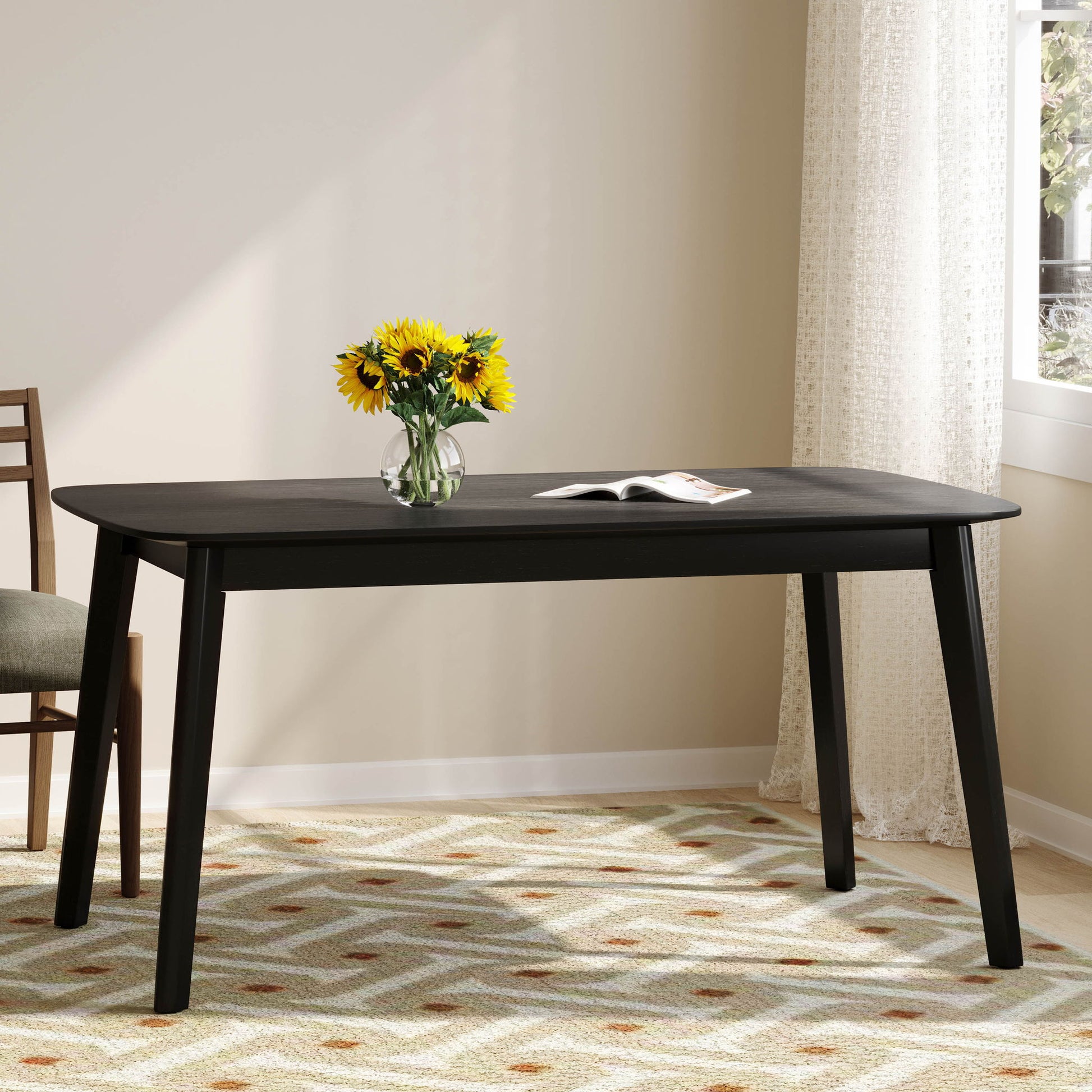 Retro Dining Table With Faux Wood Top Noble House
