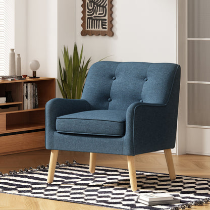 Modern Arm Chair With Tufted Back And Wooden Legs Noble House