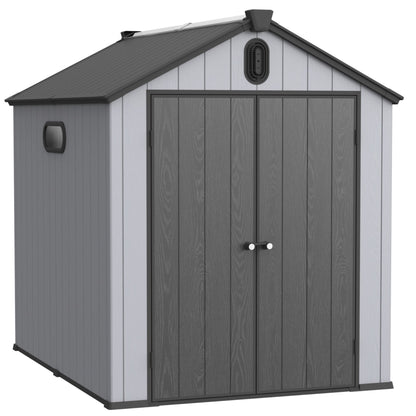 Xwt012 Plastic Storage Shed For Backyard Garden Big Spire Tool Storage - Black / Gray