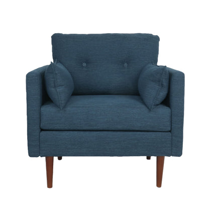 Enchantica - Upholstered Fabric Club Chair With Button Tufted And 2 Accent Pillows Noble House