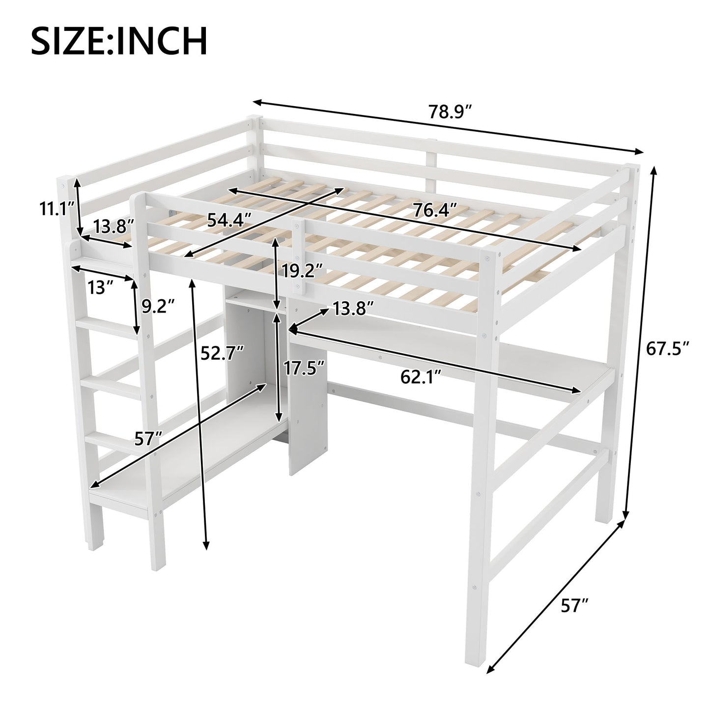 Loft Bed With Built In Desk And Multifunction Shelves Hearth and Haven