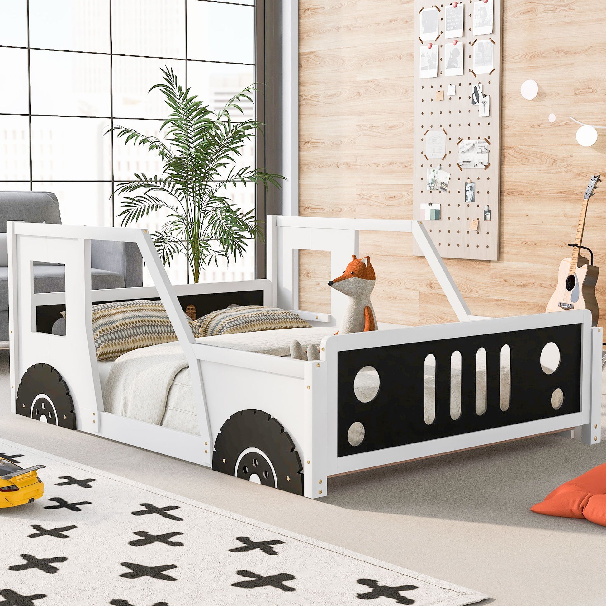 Classic Car Shaped Platform Bed With Wheels Hearth and Haven
