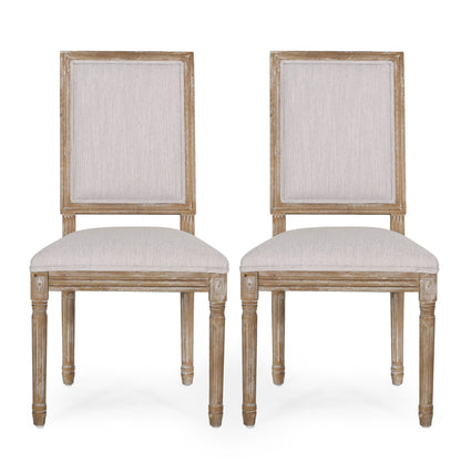 French Country Style Dining Chair With Upholstered Seating And Fluted Legs Noble House