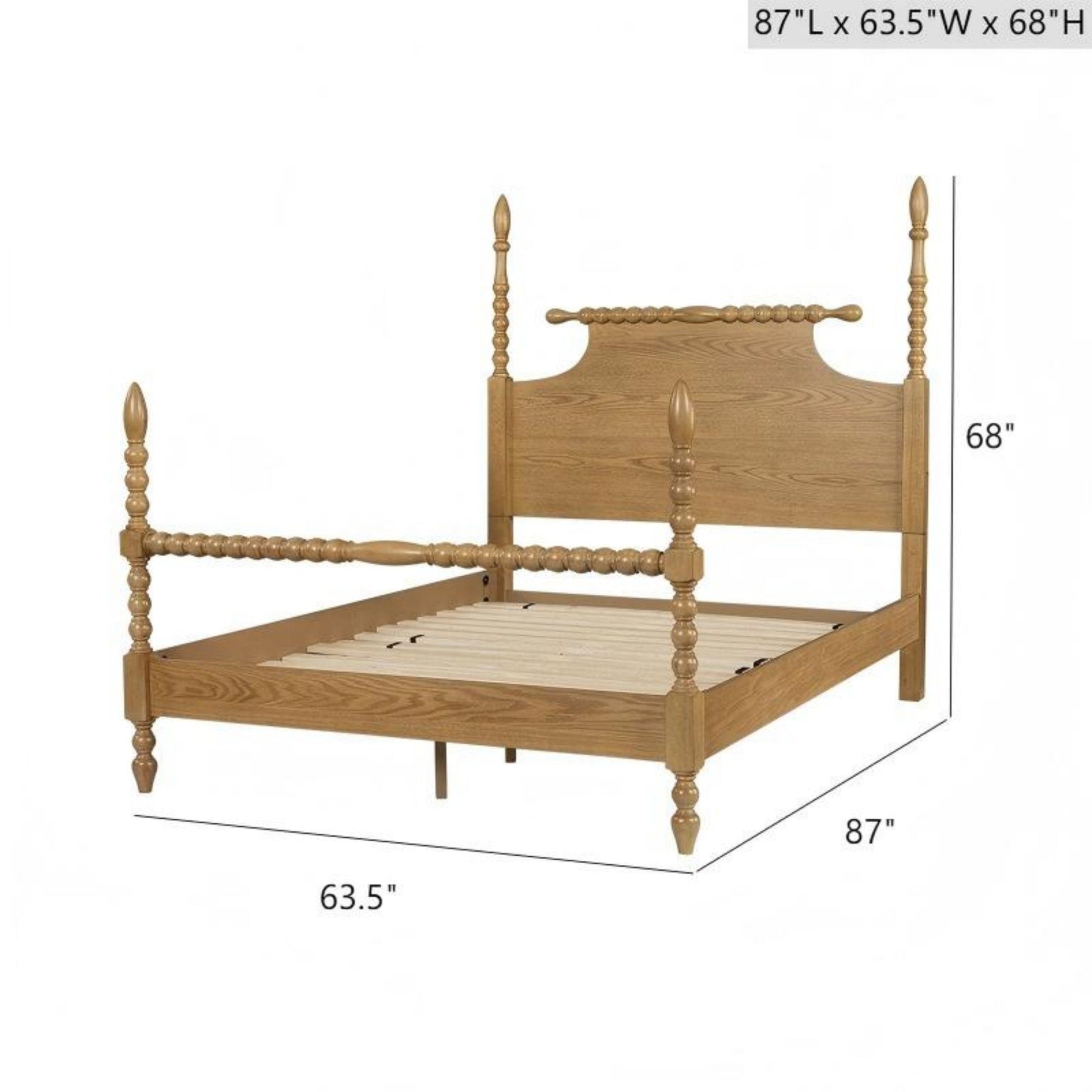 Queen Bed Turned Legs - Natural JLA