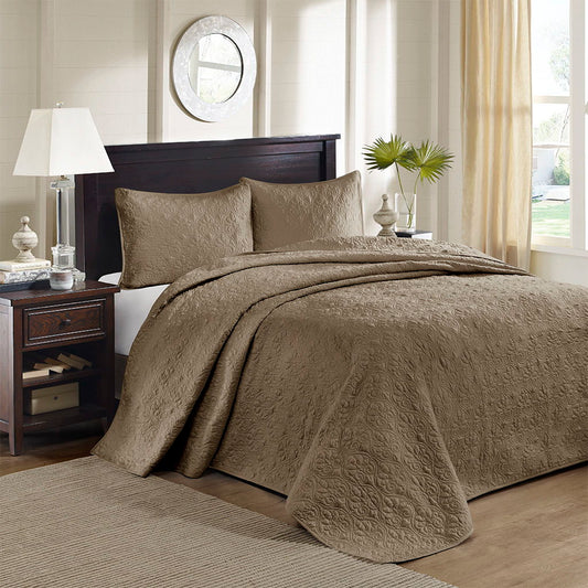 Quebec - King Reversible Bedspread Set - Mocha