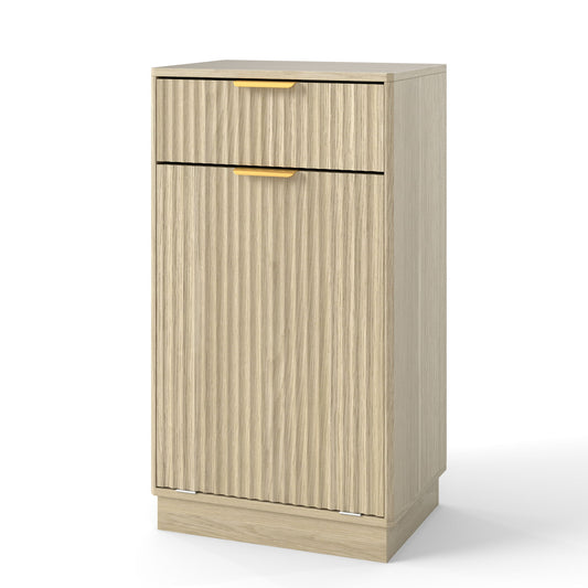 Tilt Out Trash Can Cabinet With Wave Textured Drawer & Pull Out Bin Home Essentials