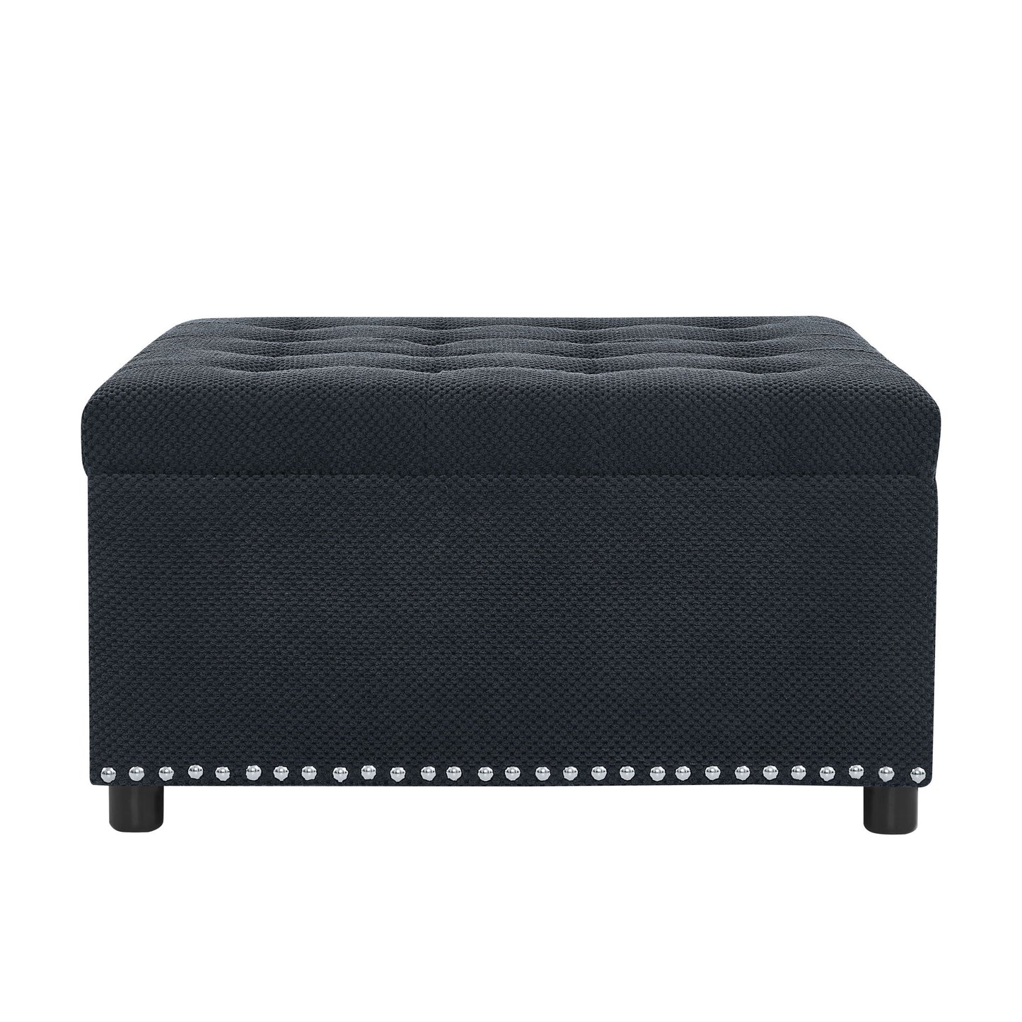 Square Tufted Storage Ottoman With Nailhead Trim Home Essentials
