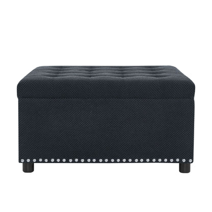 Square Tufted Storage Ottoman With Nailhead Trim Home Essentials