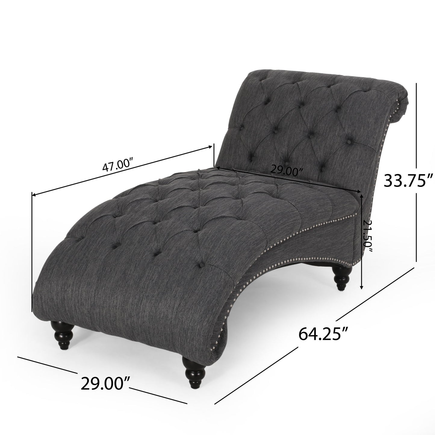 Chaise Lounge With Button Tufted Diamon Stitch Noble House