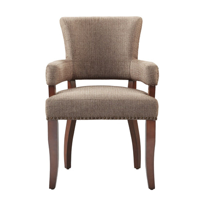 Elegant Arm Dining Chair With Brass Nail Head Detailing JLA
