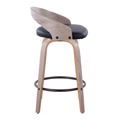 Grotto - Mid Century Modern Fixed Height Counter Stool With Swivel With Round Footrest (Set of 2) Lumi Source