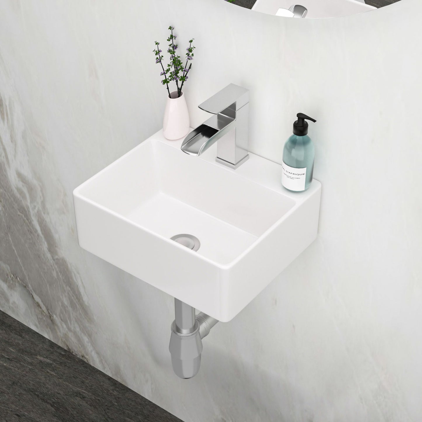 Ceramic Rectangle Wall Mount Bathroom Sink With Single Faucet Hole Daily Nest