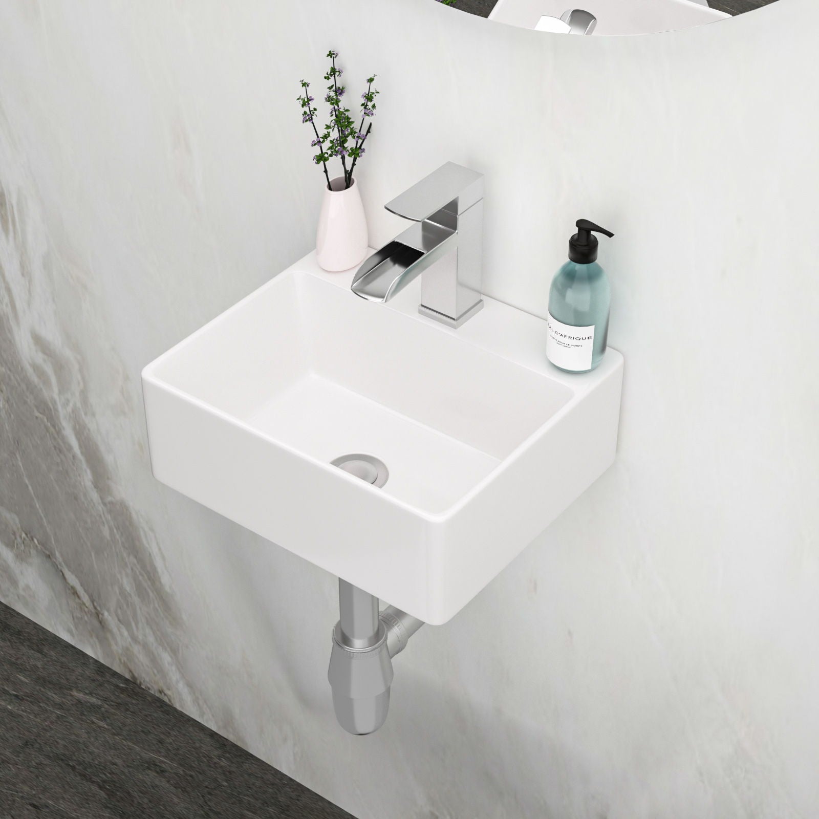 Ceramic Rectangle Wall Mount Bathroom Sink With Single Faucet Hole Daily Nest