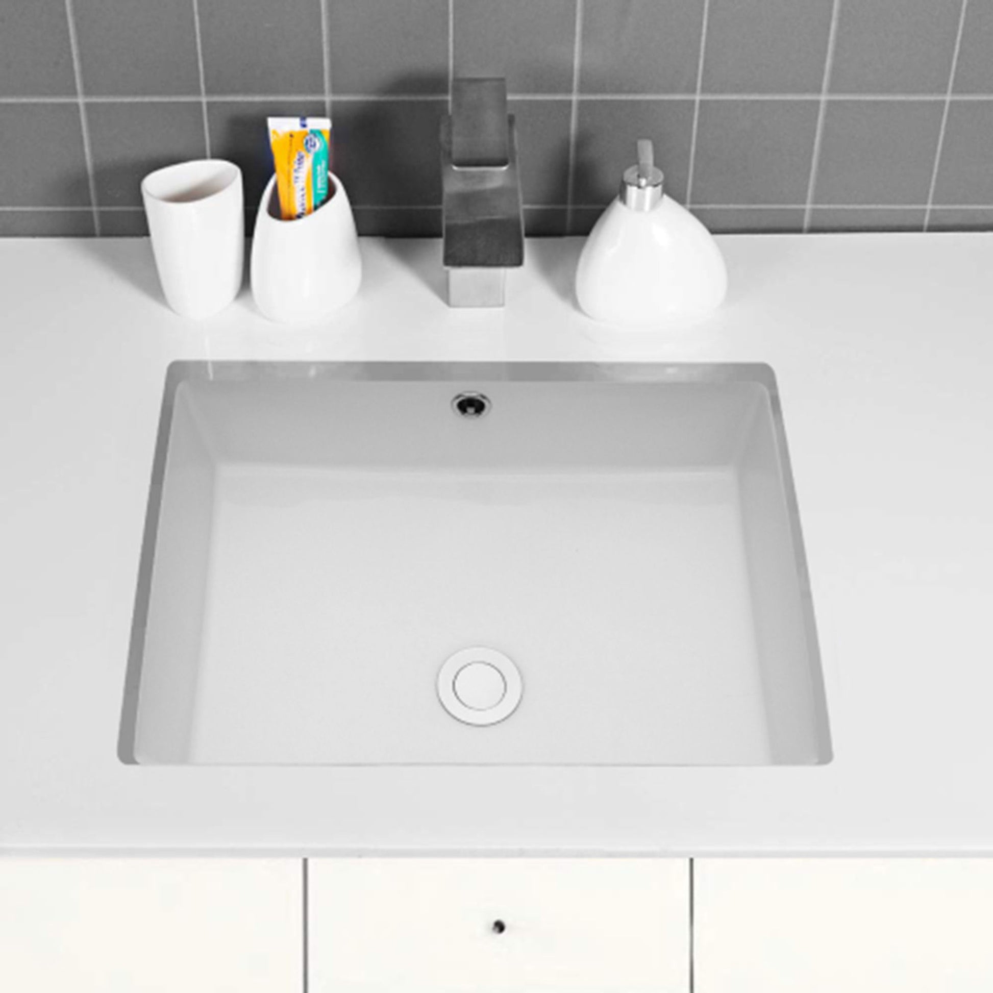 Modern Ceramic Rectangular Undermount Bathroom Sink With Overflow Daily Nest