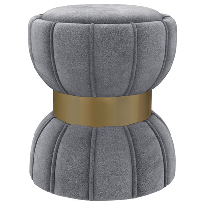 Round Upholstered Ottoman Pouf With Velvety Soft Upholstery Home Essentials
