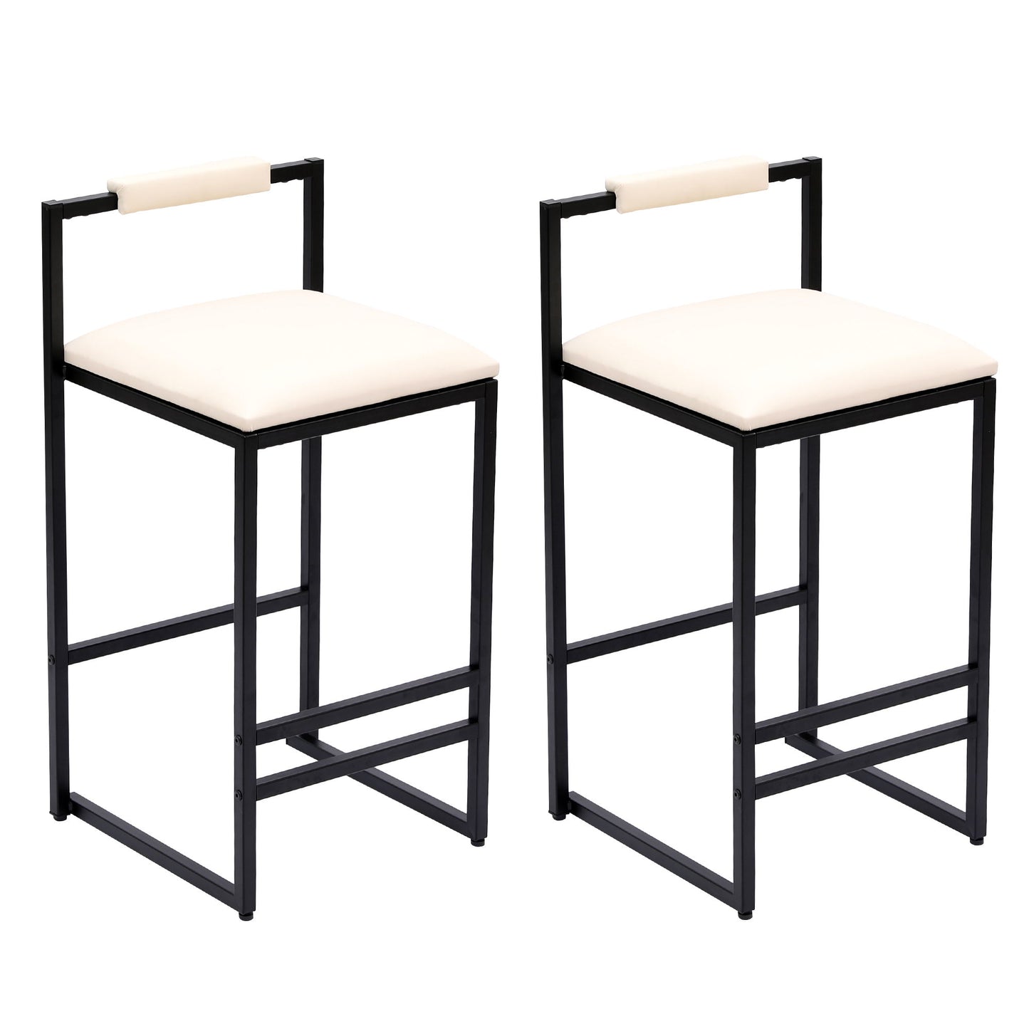 Elegant Bar Stool Set With Backrest And Footrest, Counter Height (Set of 2) Home Essentials