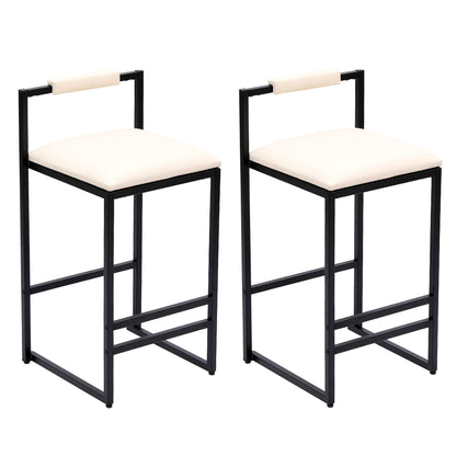 Elegant Bar Stool Set With Backrest And Footrest, Counter Height (Set of 2) Home Essentials