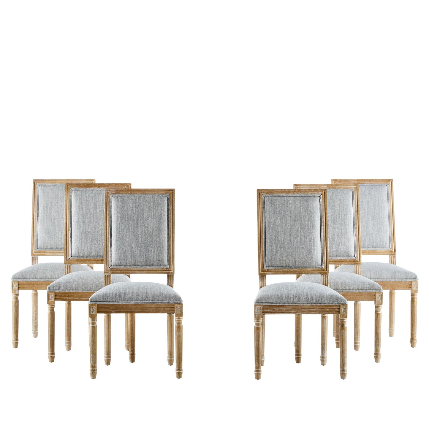 French Country Style Dining Chair With Upholstered Seating And Fluted Legs Noble House