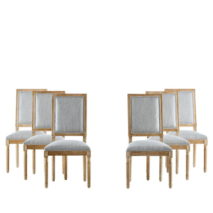 French Country Style Dining Chair With Upholstered Seating And Fluted Legs Noble House