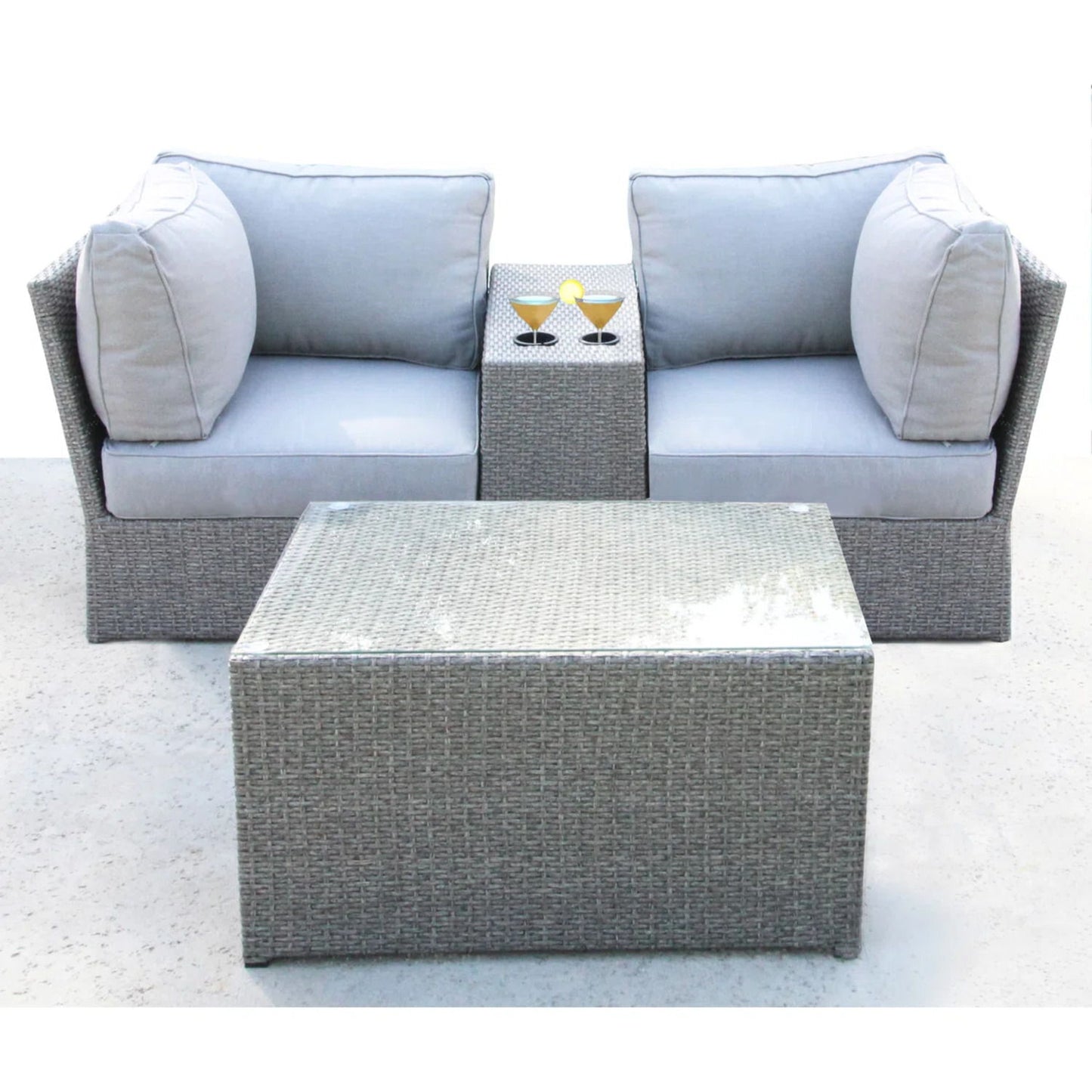 Comfortable Modern Patio Rattan Sectional Set With Cushions LSI Patio Furniture