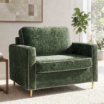 Accent Chair Upholstered Single Sofa With Square Arms, Sewn Pillow Back For Living Room Noble House