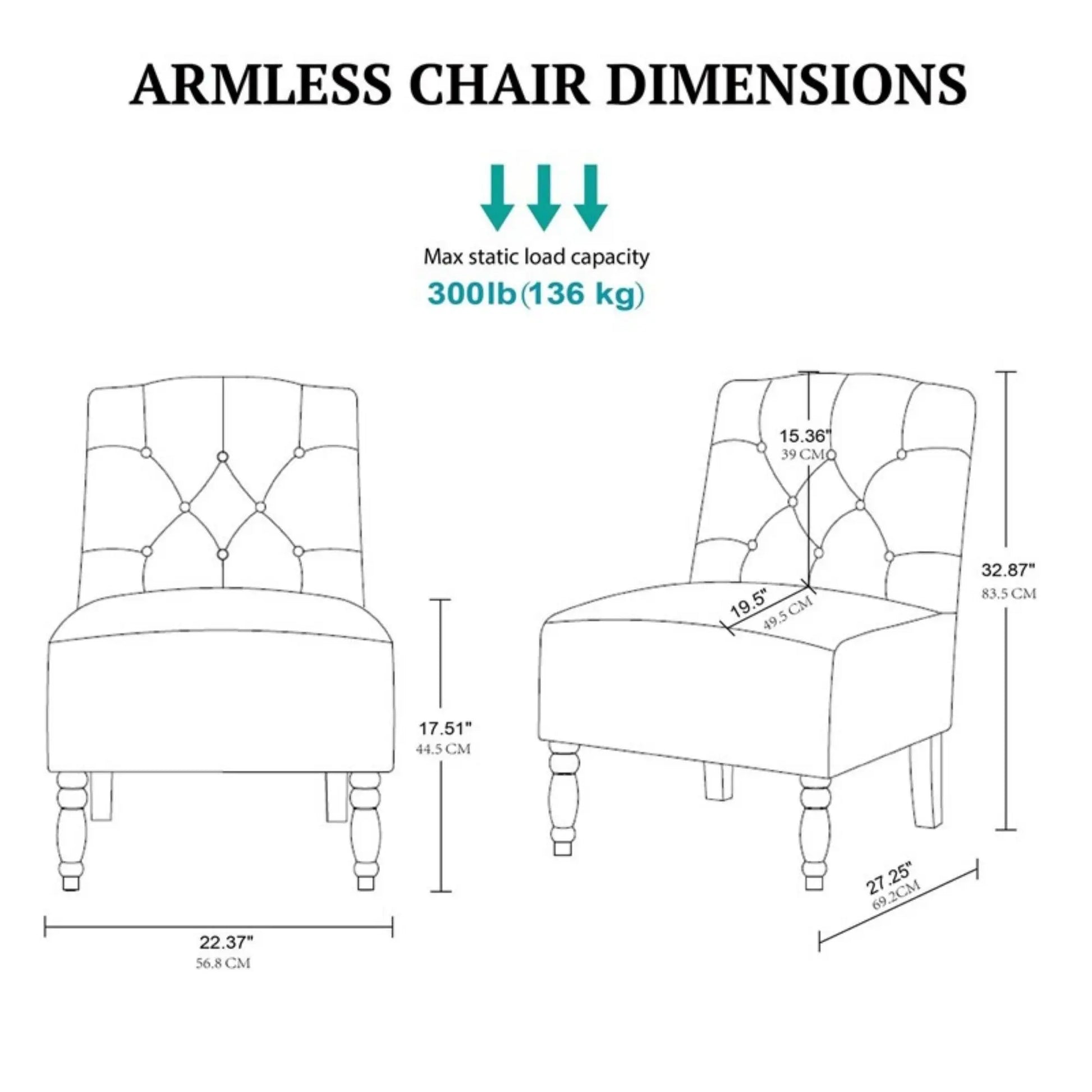 Vintage Tufted Armless Chair With Button Tufting - Taupe JLA