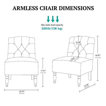 Vintage Tufted Armless Chair With Button Tufting - Taupe JLA