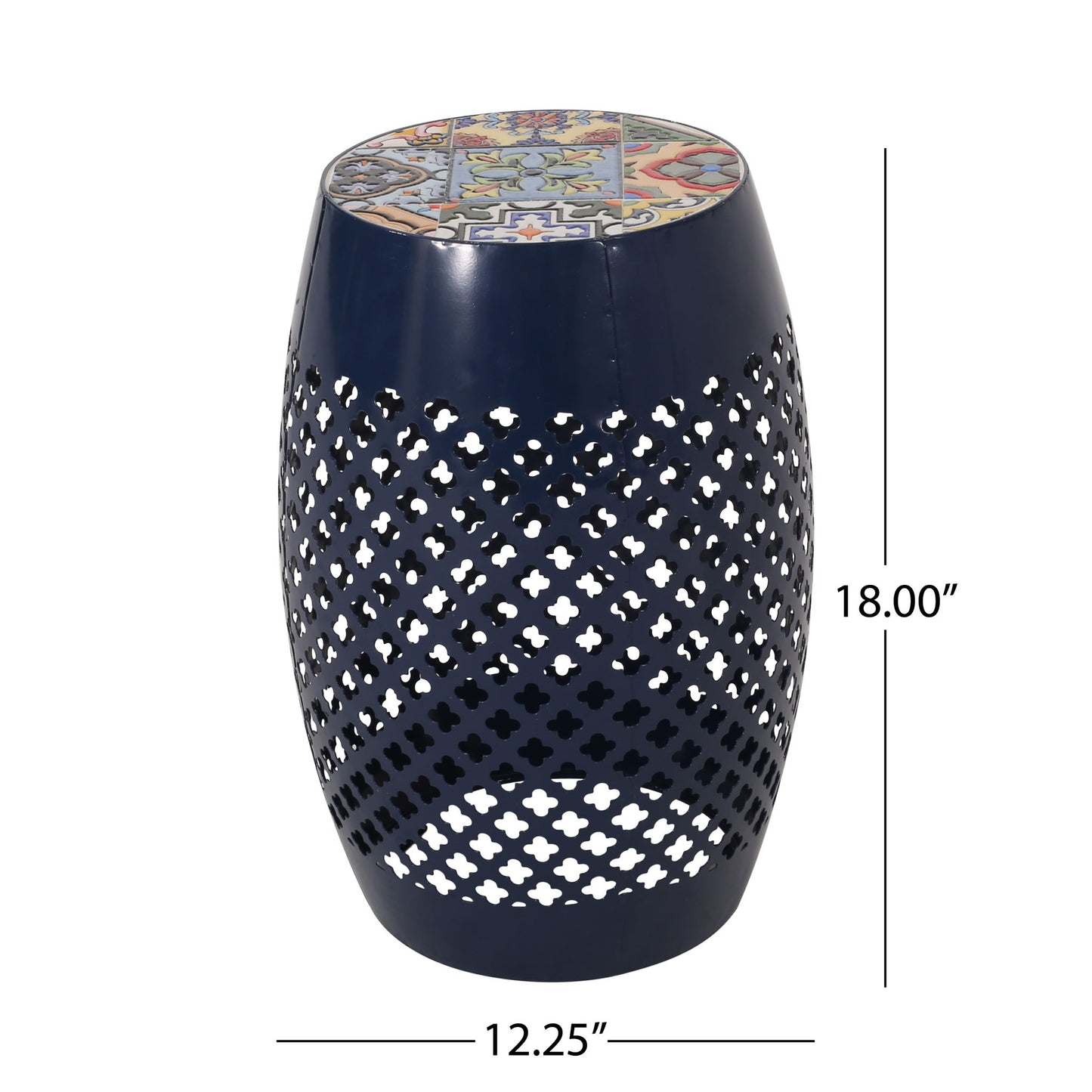 Roswell - Outdoor Side Table With Mosaic Tile Top Noble House