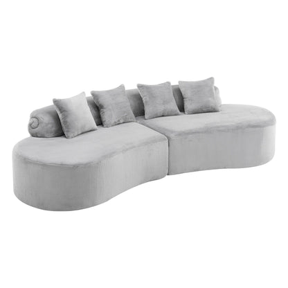 Modern Curved Sofa With Pillows Home Essentials