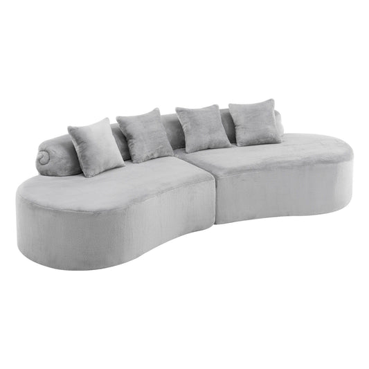 Modern Curved Sofa With Pillows Home Essentials