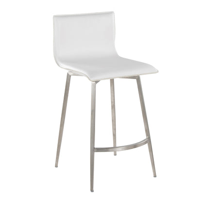 Mara - Upholstered Contemporary Fixed Height Counter Stool With Swivel (Set of 2) - White Lumi Source