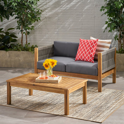 Charlotte - Outdoor And Rope 4 Seater Chat Set With Cushions - Teak Noble House