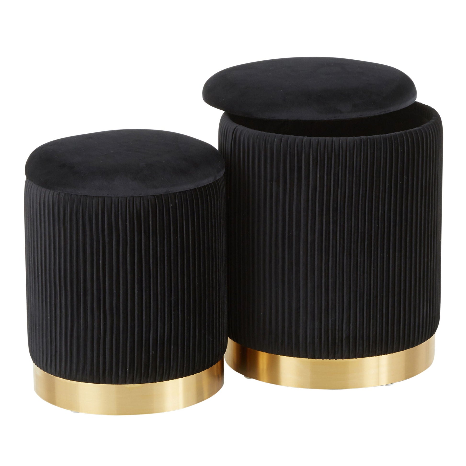 Marla - Contemporary Nesting Pleated Ottoman Set Lumi Source