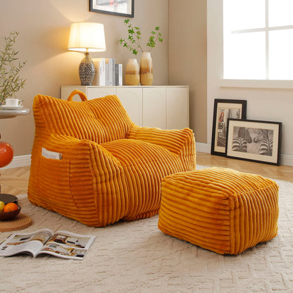 Giant Plush Bean Bag Chair With Armrests And Footstool Home Essentials