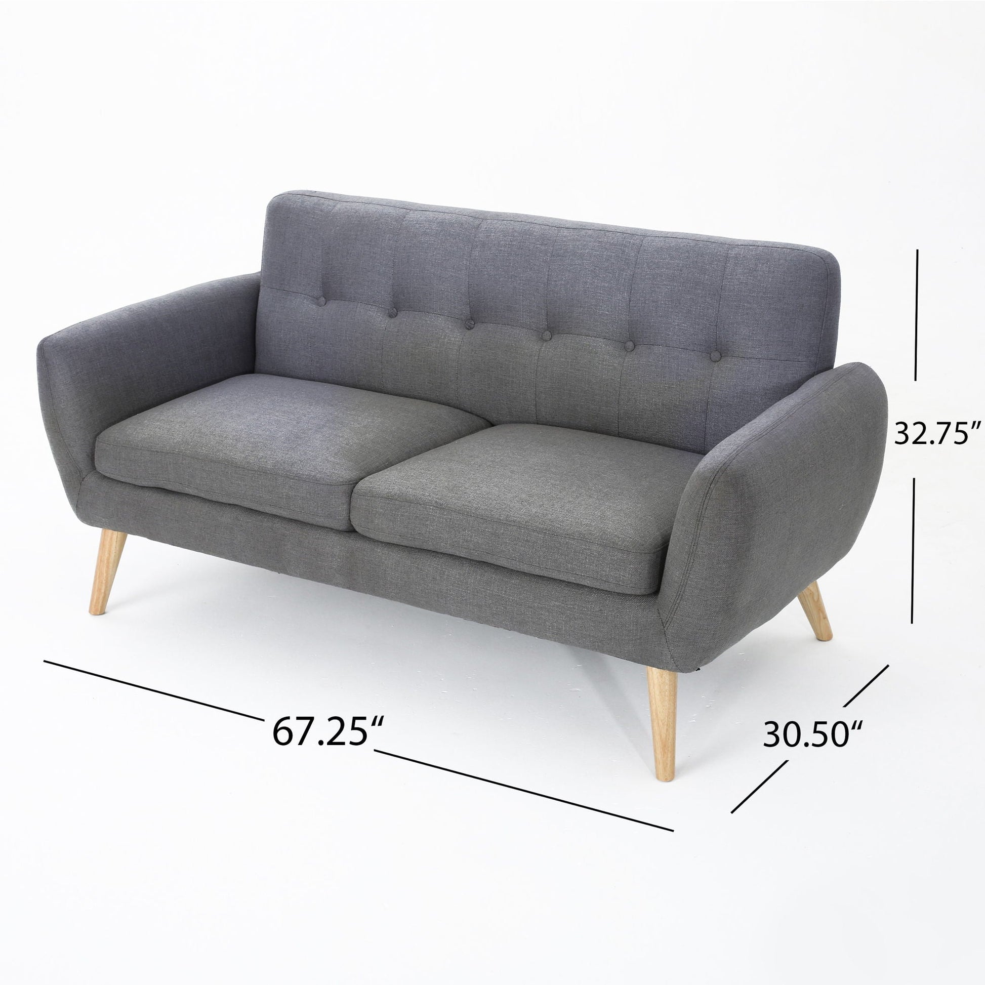 Modern Loveseat Sofa With Button Tufted Backrest Noble House