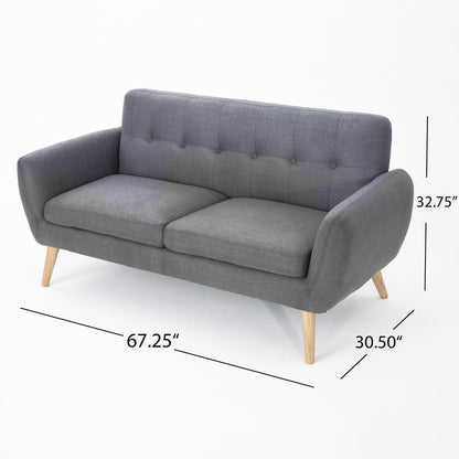 Modern Loveseat Sofa With Button Tufted Backrest Noble House