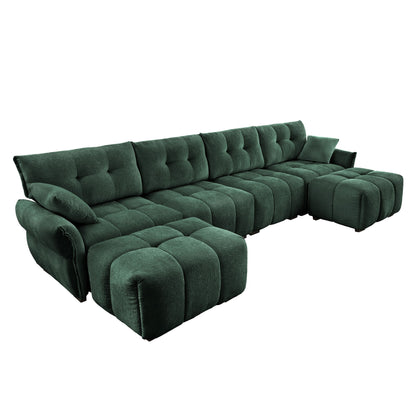 Sofa Set With Ottoman And Pillows, Textured, High Resilience Cushions Home Essentials