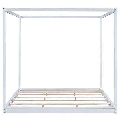 Wood Canopy Platform Bed With Support Legs And Airflow Slats Hearth and Haven