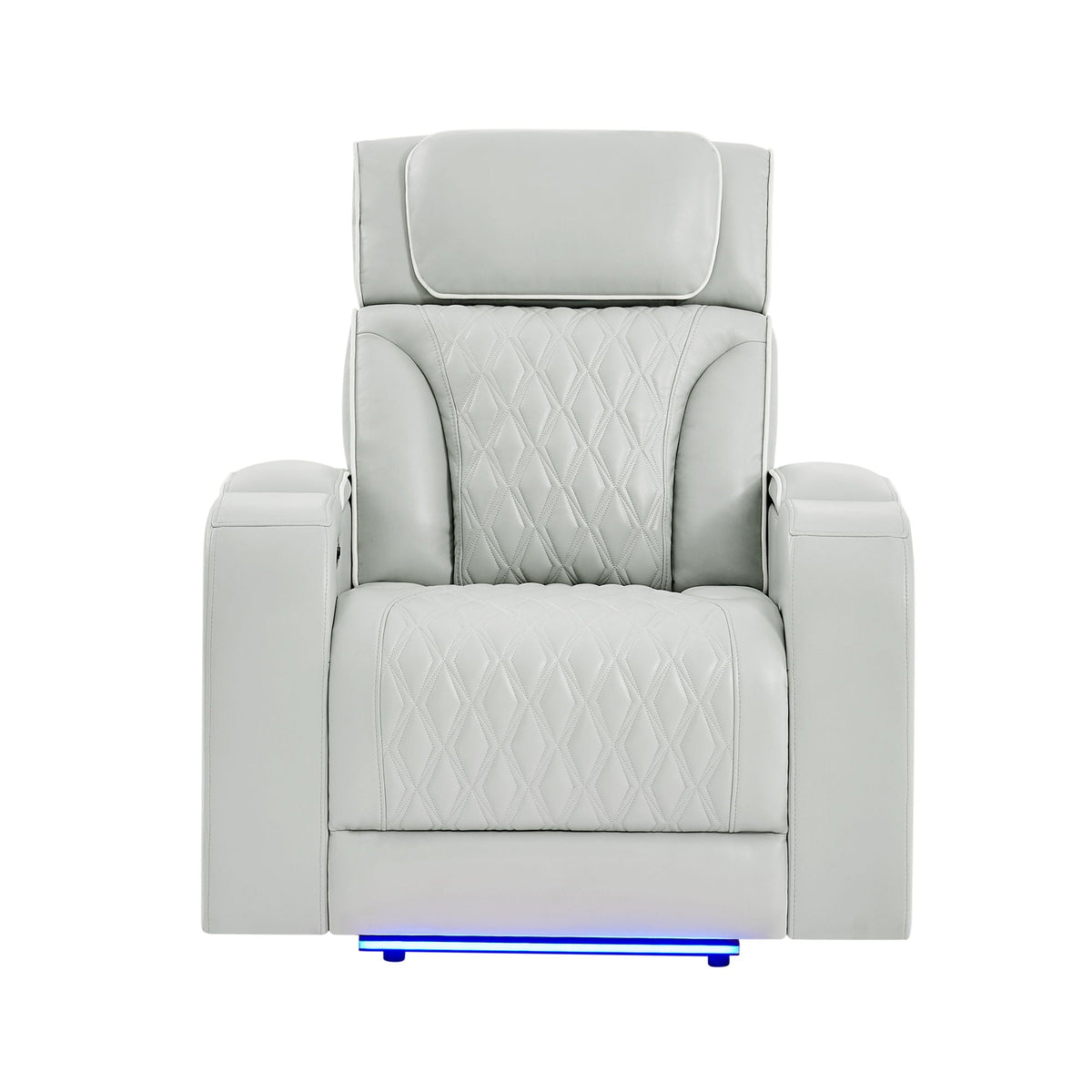Julian - Power Recliner With Power Headrest And LED Lighting - Silver Global Furniture USA