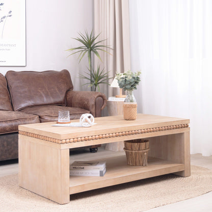 Modern Coffee Table With Beaded Trim Home Essentials