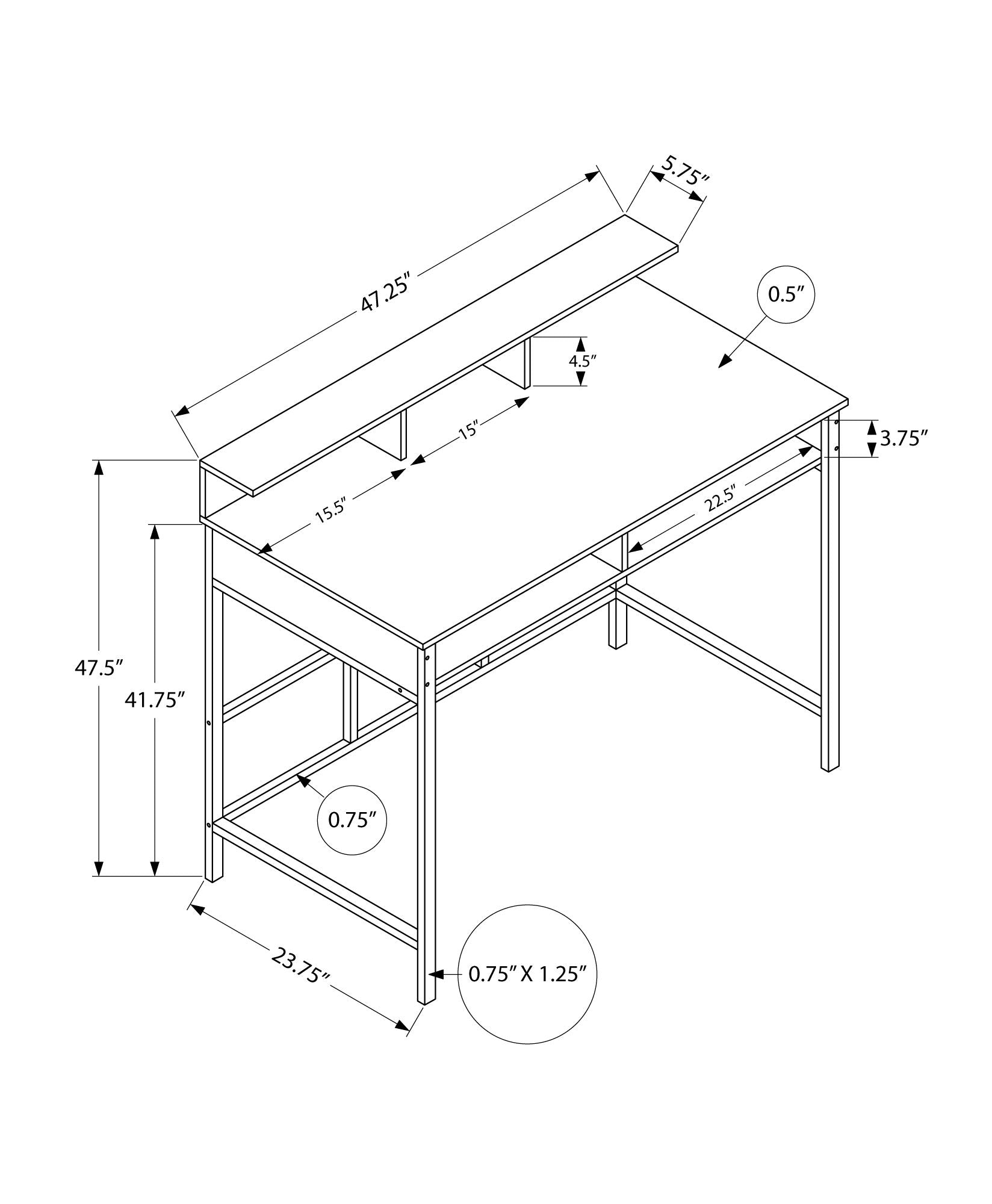 Computer Desk For Home Office, Standing, Storage Shelves, Laptop, Contemporary & Modern 8th Street